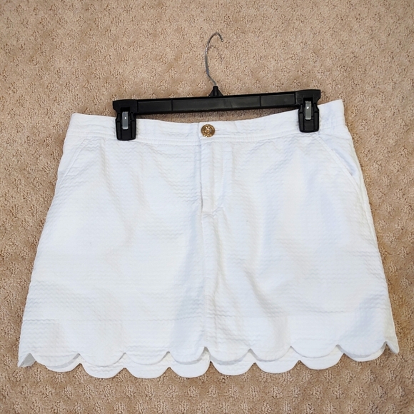 Lilly Pulitzer Callahan Scalloped Skirt White Waffle Weave Front Zip Size 6 - Picture 11 of 12